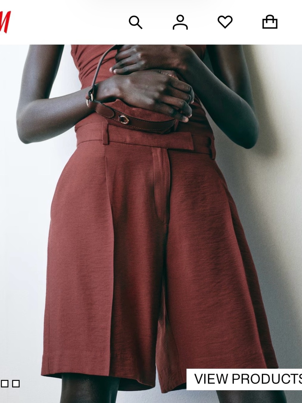 H&M Women's High-Waist Wide Short Pants in gorgeous Rust color